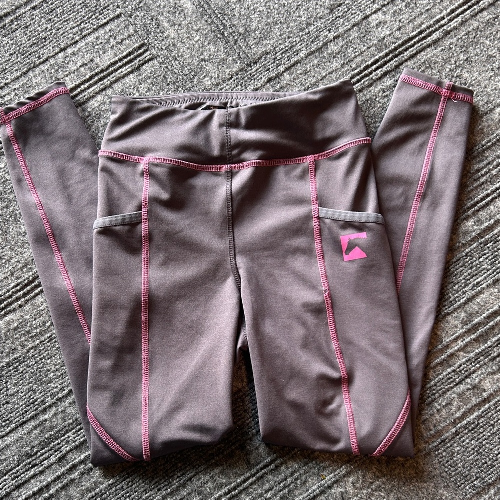 Dover Saddlery pink and grey ridding leggings